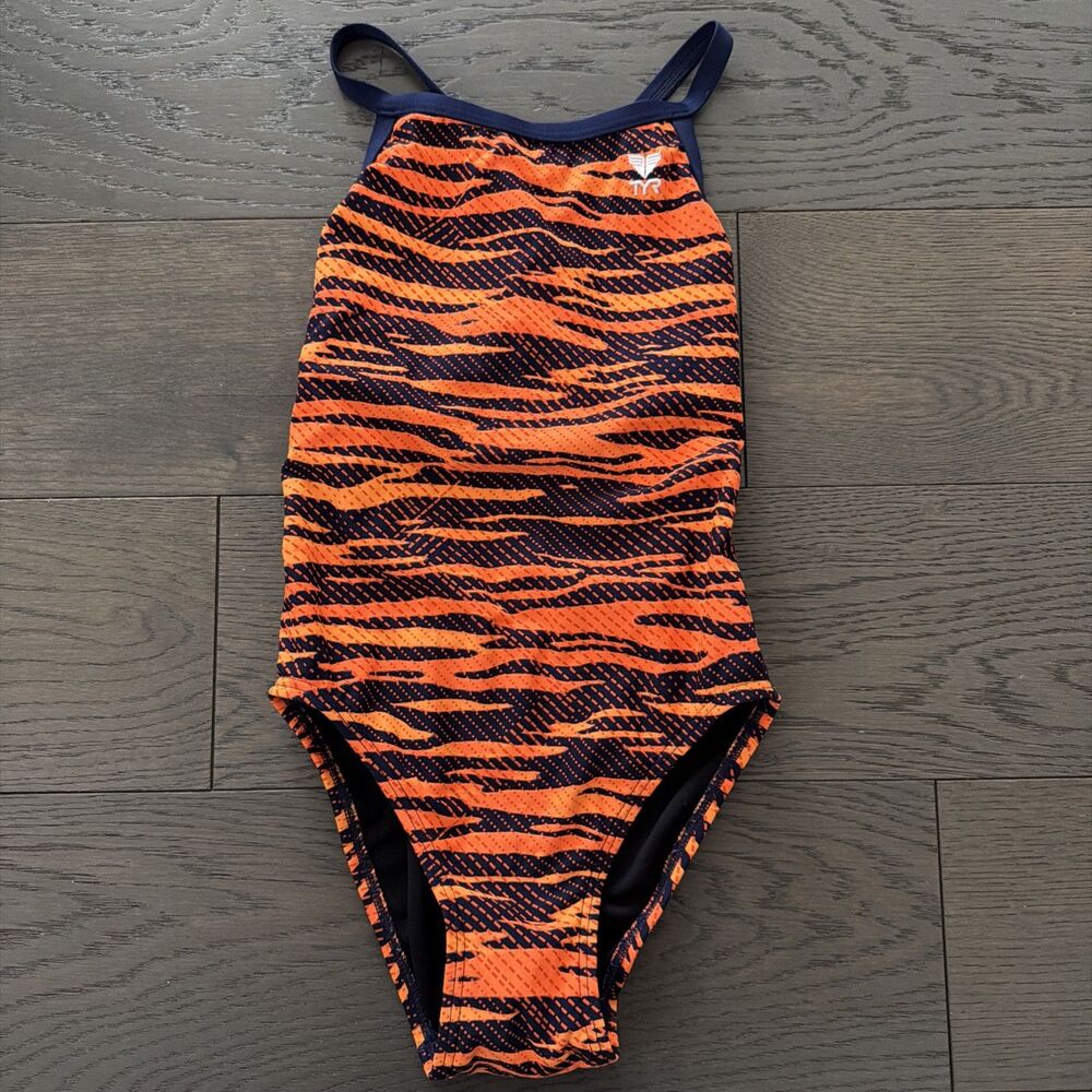 TYR  Womens Crypsis Cutoutfit Swimsuit Size 30 Orange Navy